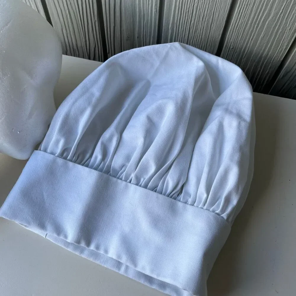 VTG 80s French Chef Hat Toque Originals by Gwen White Cotton Kitchen Costume